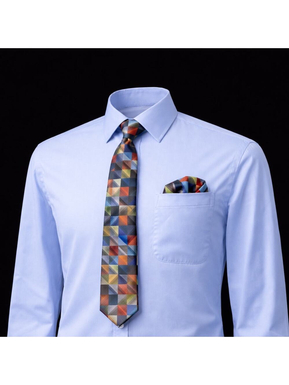 New Boys 42" Geometric Zig Zag Neck Tie & Matching Pocket Square